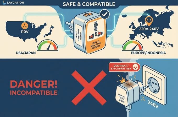 2. Voltage Range Mendukung Internasional 100V hingga 250V