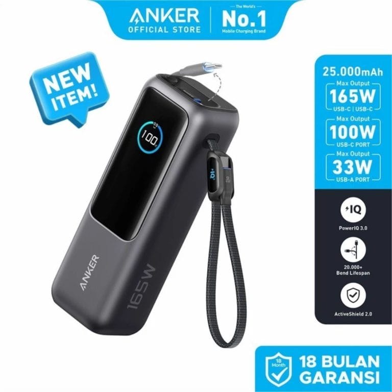 1. Anker Power Bank Smart Digital Display Touch 25.000mAh