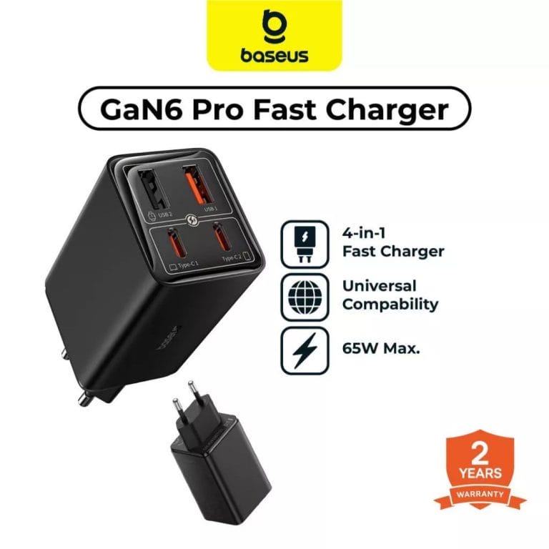 1. Baseus Charger GaN6 Pro Fast Charging 2C+2U 65W