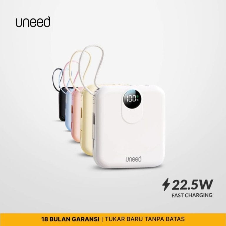 1. UNEED Mini Powerbank 10.000mAh 22.5W Fast Charging With Dual Built in Cable