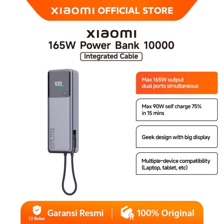 1. Xiaomi 165W Power Bank 10000mAh Integrated Cable Max 165W