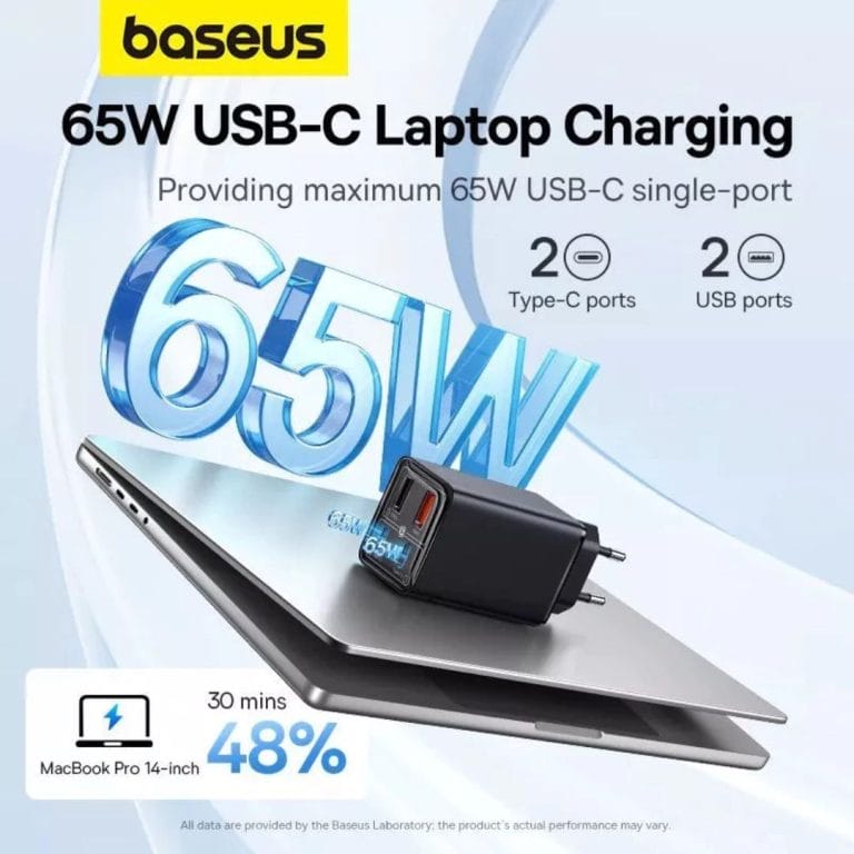 2. Baseus Charger GaN6 Pro Fast Charging 2C+2U 65W