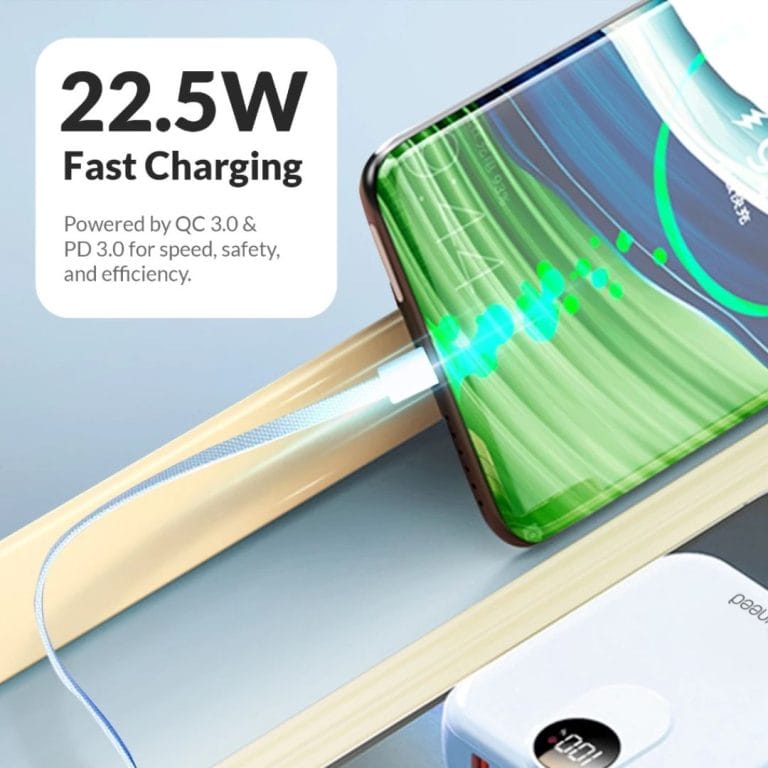 2. UNEED Mini Powerbank 10.000mAh 22.5W Fast Charging With Dual Built in Cable