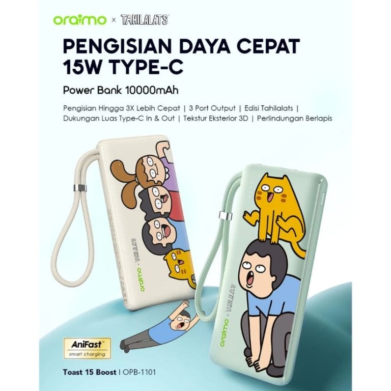 3. oraimo x Tahilalats Powerbank Toast 15 Boost OPB 1101 Fast Charging Charger Power Bank 10.000mAh 15W