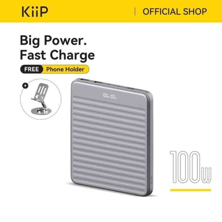 4.KiiP E63 Power Bank Fast Charging 100W Quick Charge Type C PD